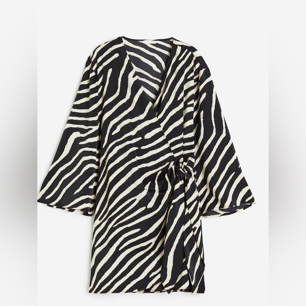 H&M: Satin Wrap-Front Dress, size S.